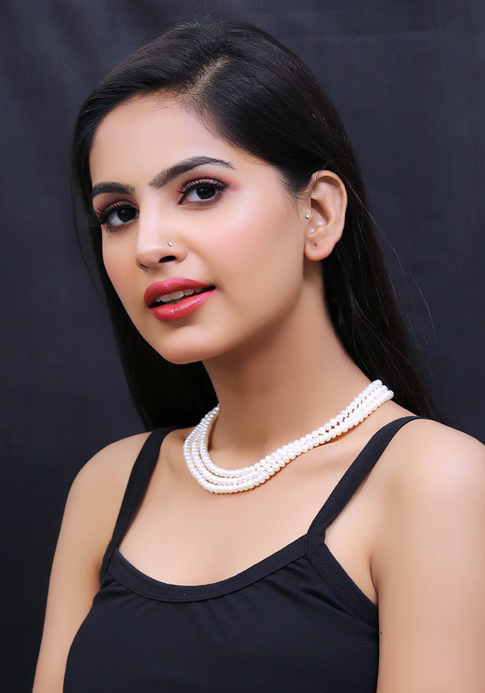 Elegant Pearl 3 Layered Necklace Perfect  for simple look