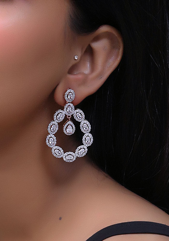 American Diamond Earrings Drop Shape