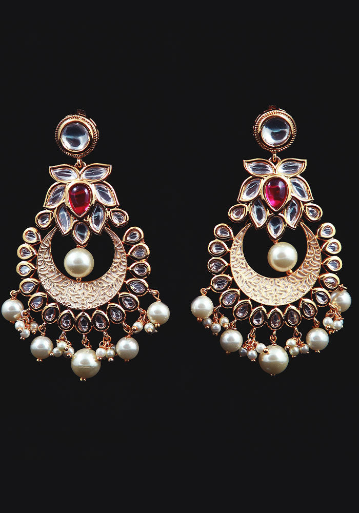 Enamel Kundan Earring with Pearls