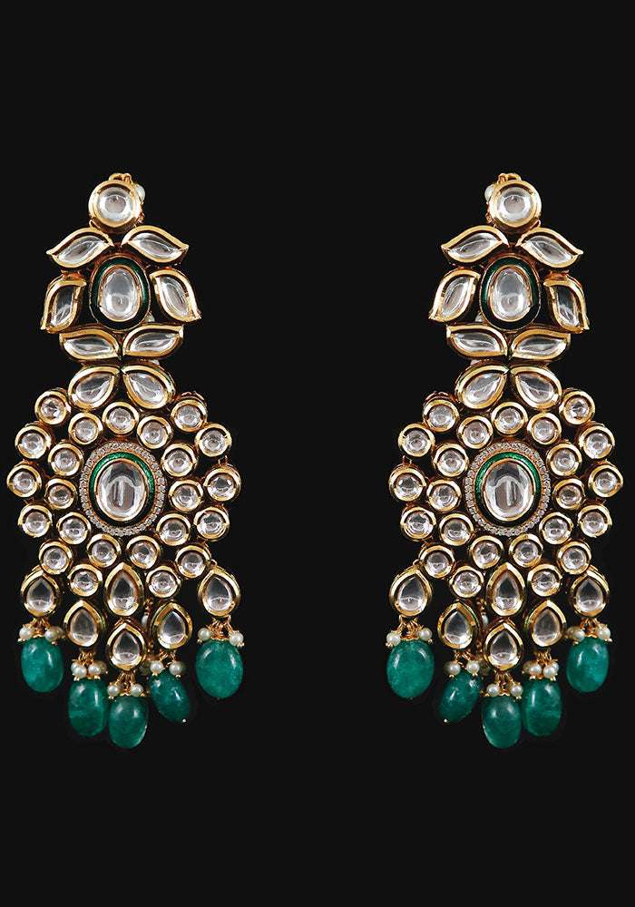 Gold Toned Kundan Dangler Earrings