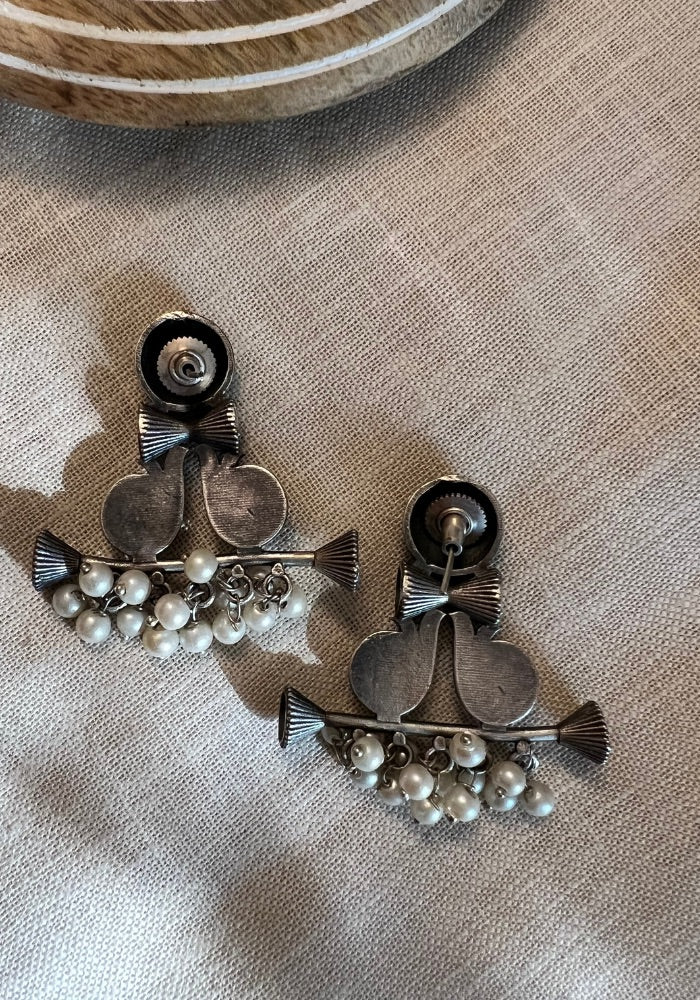 Purusha Oxidised Silver Earrings