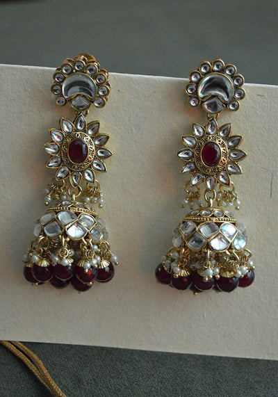 Red Gold Toned Meenakari  Kundan Necklace Set
