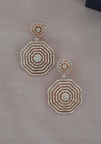 Rose Gold Plated American Diamond Earrings